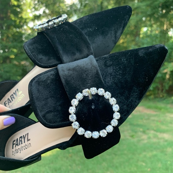 Velvet Pointed Rhinestone Ring Slip-On Loafers - Picture 10 of 16